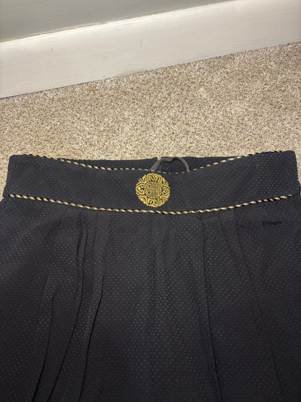 Vtg Gaucho Pants Women’s Medium Black Gold High Rise Wide Leg Evening Trouser 12